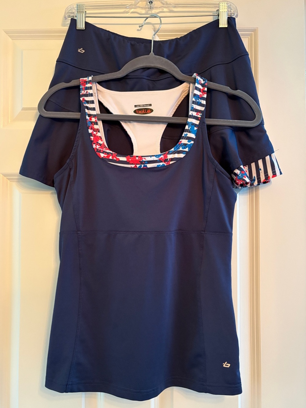 Bolle Tennis Set Navy Tank and Skirt with Red, White & Blue Trim -Medium
